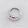  ROW OF POLISHED METAL BEADS (BUBBLES) MULTI CZ ARCH 316L SURGICAL STEEL SEPTUM HINGED SEGMENT RING